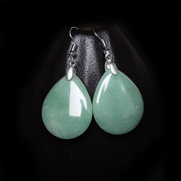 Boucles d'oreilles pendantes de guérison en aventurine naturelle Buddha Stones - image 2