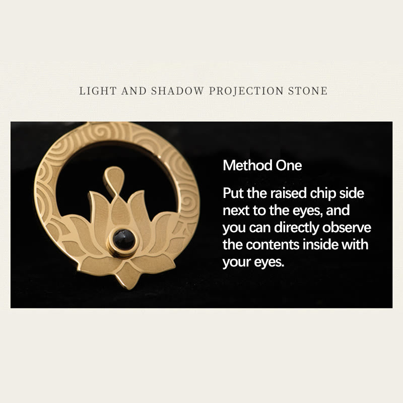 Collier pendentif mantra Shurangama avec projection d'illumination en acier titane et pierres de Buddha Stones Lotus