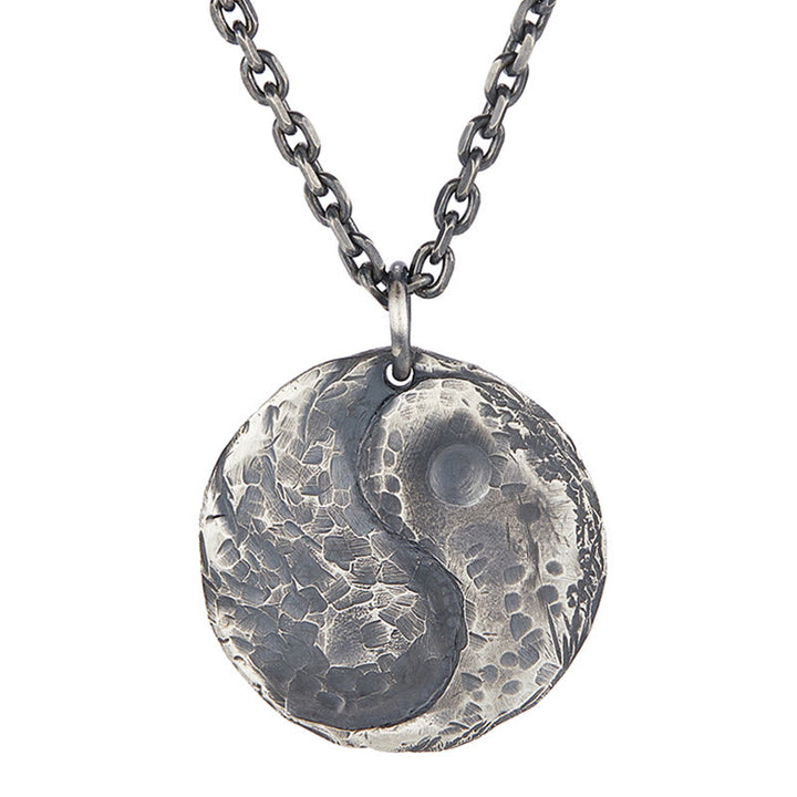 Collier pendentif en argent sterling 990 avec Buddha Stones et texture marteau Yin Yang - image 2