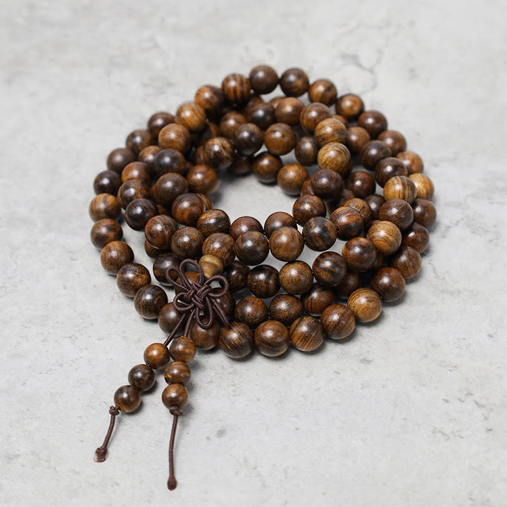 Bracelet Mala 108 Buddha Stones Prière Méditation Bois de Santal Élastique - Palissandre - image 0