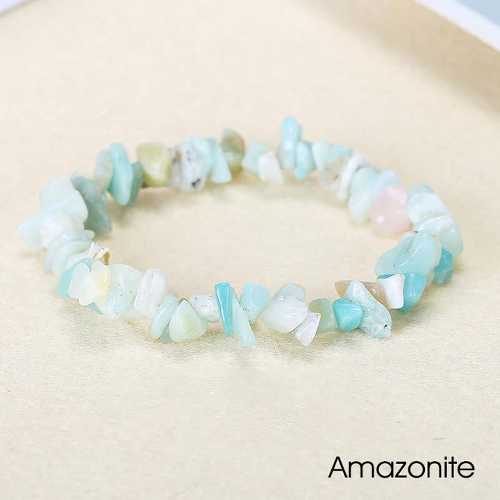 Bracelet apaisant et chaleureux en pierre de cristal de forme irrégulière naturelle - Amazonite (Tour de poignet : 15-18 cm) - image 40