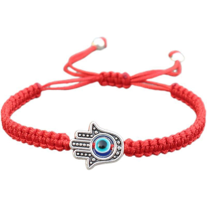 Bracelet en corde fait main avec symbole Hamsa et Buddha Stones