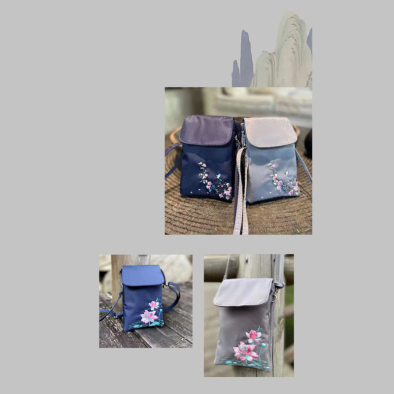 Sac à bandoulière en Buddha Stones imperméable brodé à la main avec fleurs de lotus - image 29