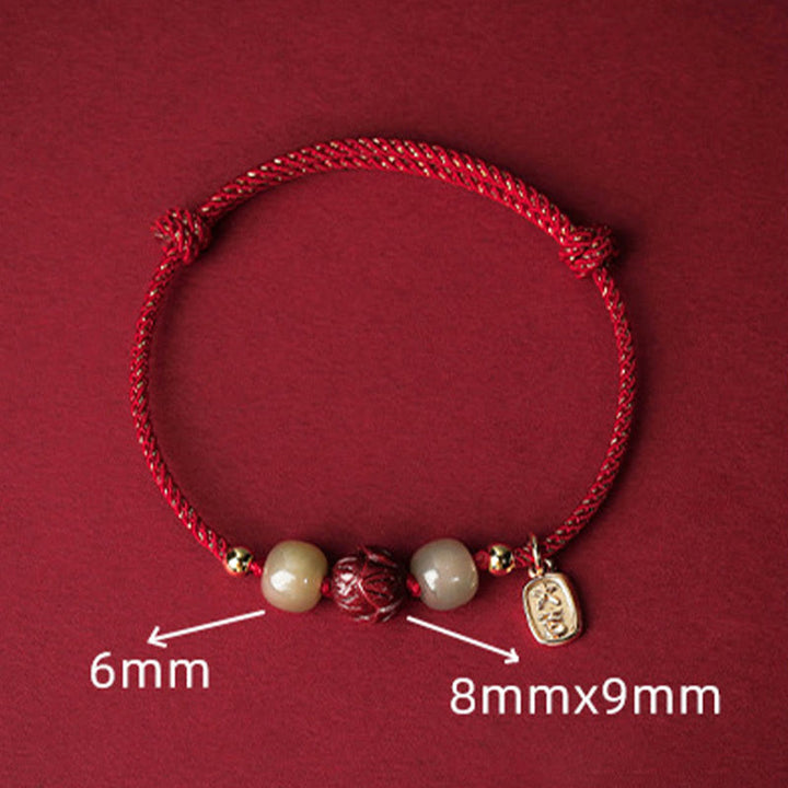 Bracelet en corde fait main en jade Hetian plaqué or 14 carats avec lotus porte-bonheur de Buddha Stones - image 4