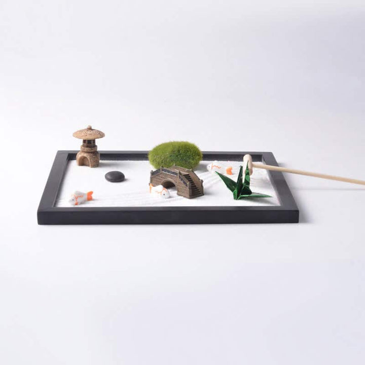 Buddha Stones Poisson Koi Petit Pont Herbe Paysage Paix Méditation Jardin Zen Décoration - image 3