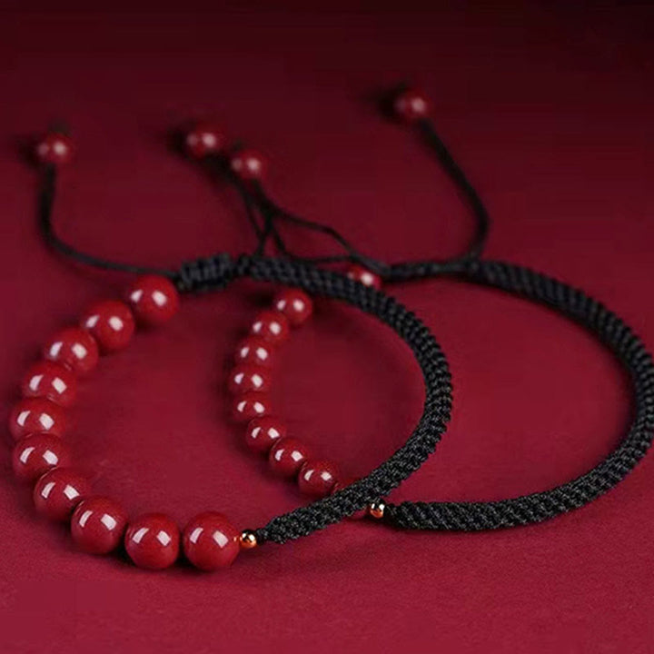 Bracelet en corde de bénédiction avec nœud King Kong en cinabre naturel et Buddha Stones