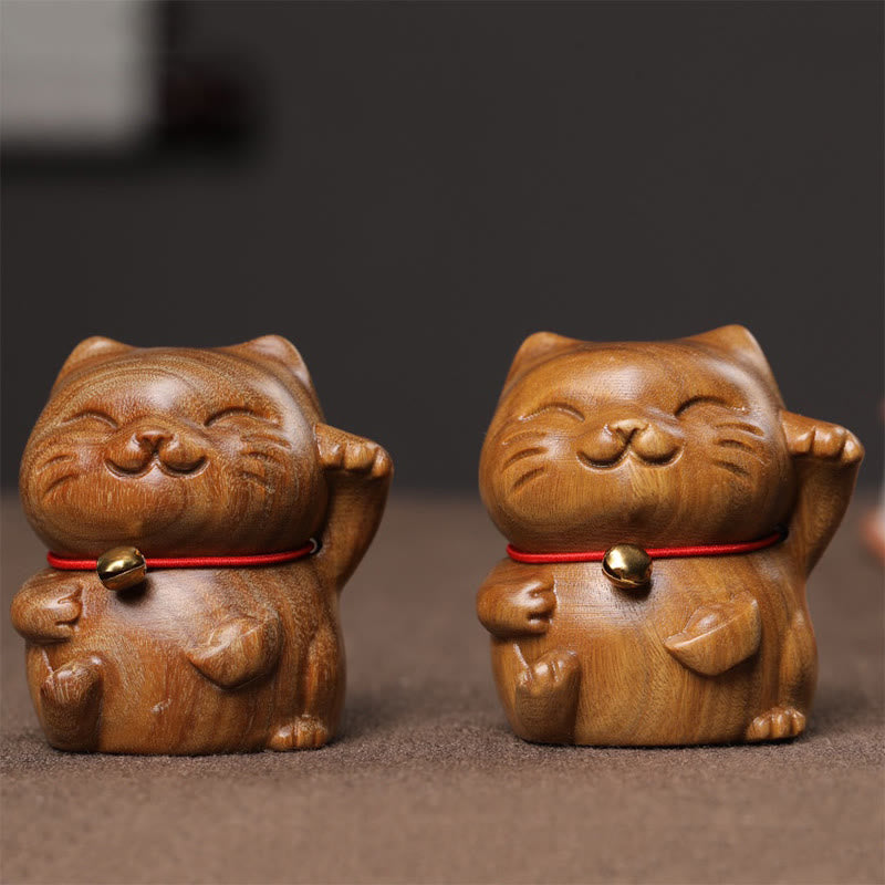Buddha Stones de Santal Vert Petit Mini Mignon Chat Porte-Bonheur Décorations de Paix - image 13