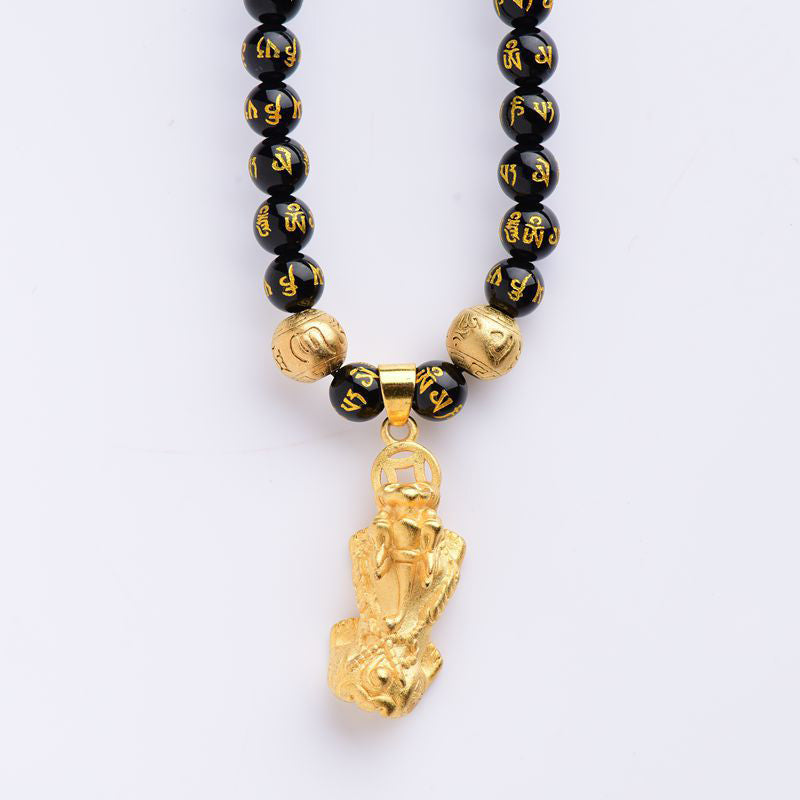 Collier Feng Shui Obsidienne PiXiu Richesse