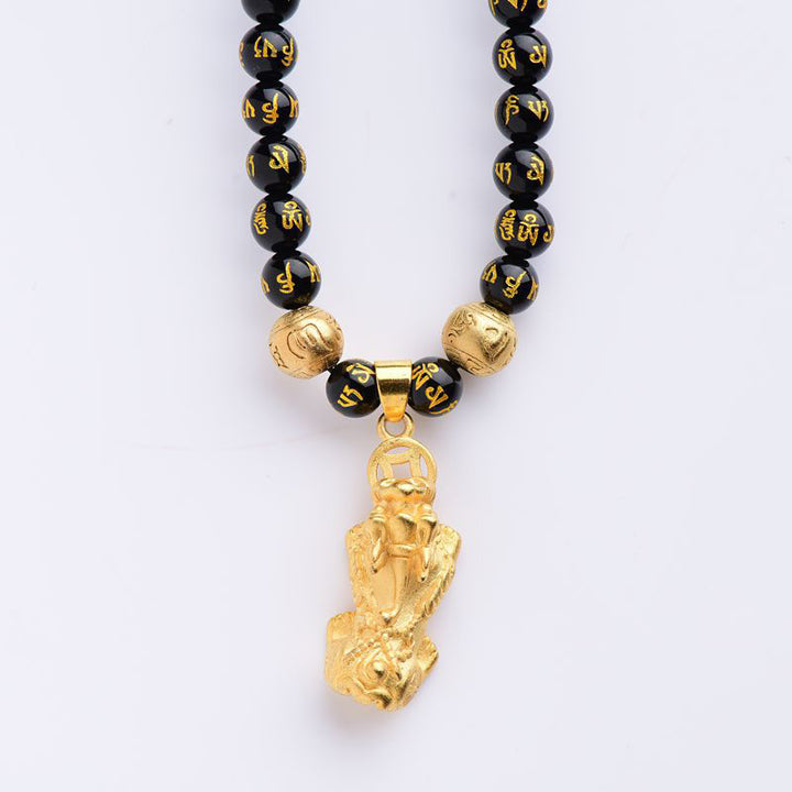 Collier Feng Shui Obsidienne PiXiu Richesse