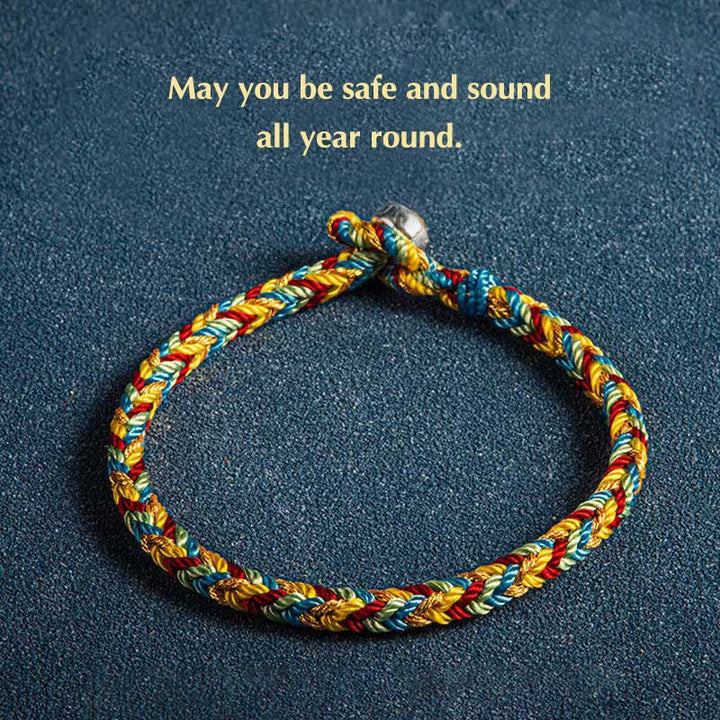 Bracelet porte-bonheur multicolore Buddha Stones « Que vous soyez en sécurité toute l'année »