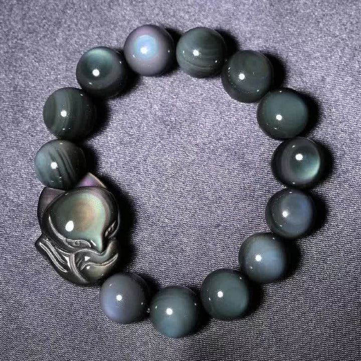 Bracelet de guérison positif en obsidienne arc-en-ciel Buddha Stones
