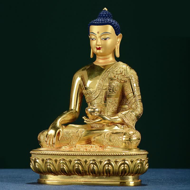 Statue en cuivre de l'illumination de Bouddha Shakyamuni, décoration pour la maison - image 3