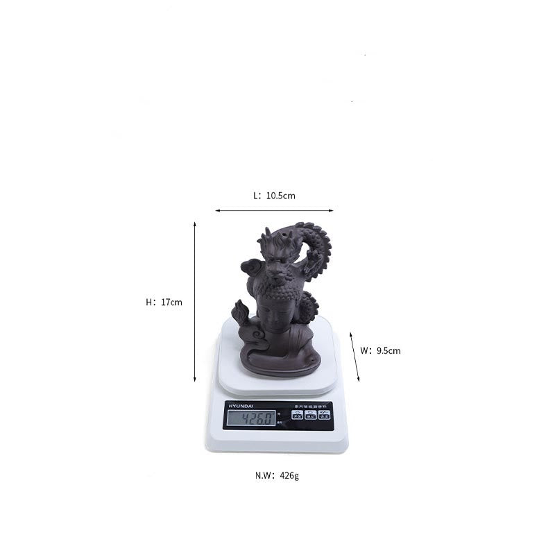 Buddha Stones Dragon Bouddha Nuages de bon augure Brûleur d'encens de guérison en argile violette Décoration
