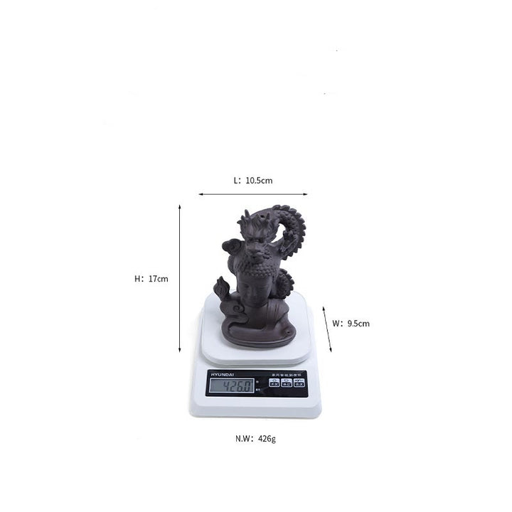 Buddha Stones Dragon Bouddha Nuages de bon augure Brûleur d'encens de guérison en argile violette Décoration