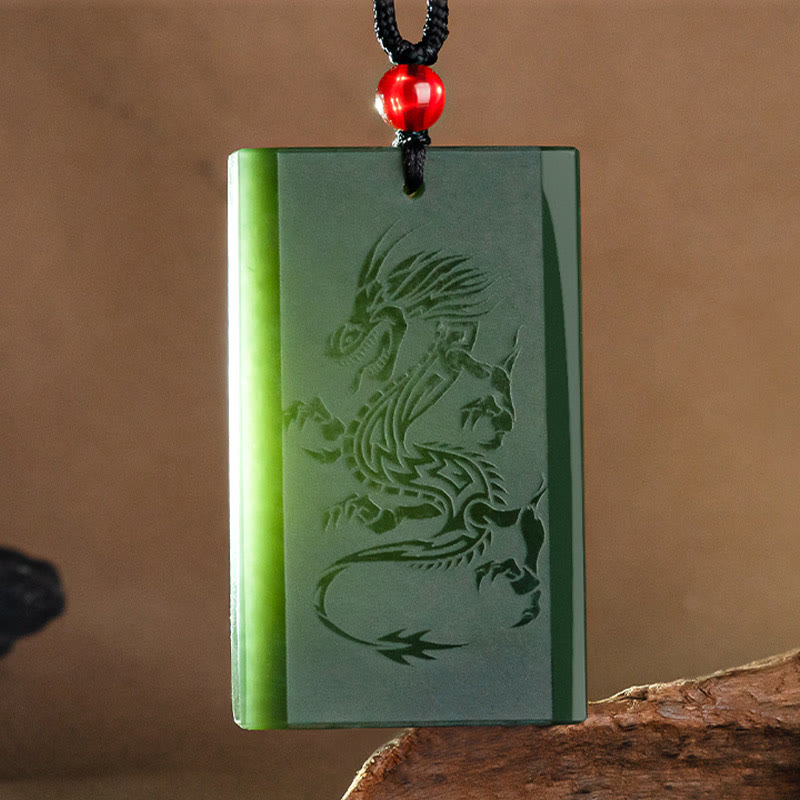 Collier pendentif gravé avec dragon en jade cyan Hetian Buddha Stones - image 7