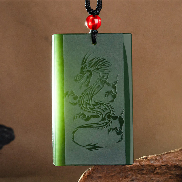 Collier pendentif gravé avec dragon en jade cyan Hetian Buddha Stones - image 7