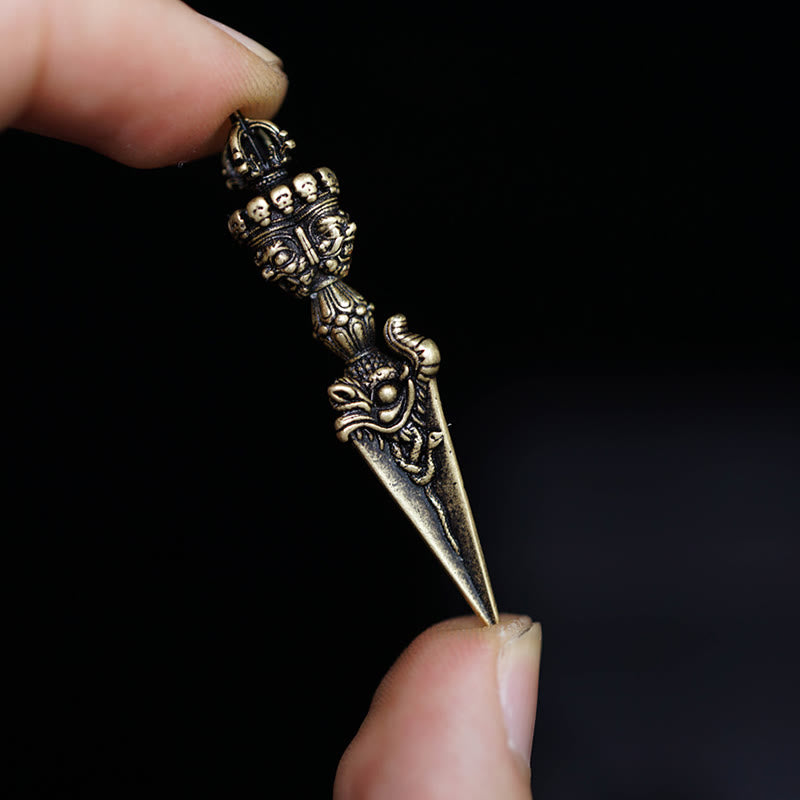 Pendentif de puissance spirituelle gravé en Buddha Stones du Tibet Dorje Vajra Décoration à suspendre