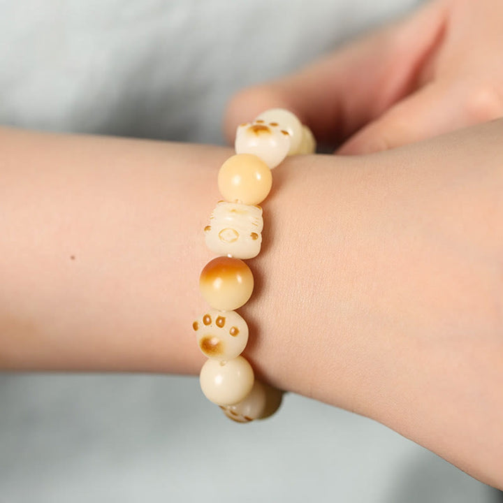 Bracelet porte-bonheur en bois de santal avec graines de Bodhi naturelles et Buddha Stones, tête de chat mignon et porte-bonheur, griffe de paix - image 20
