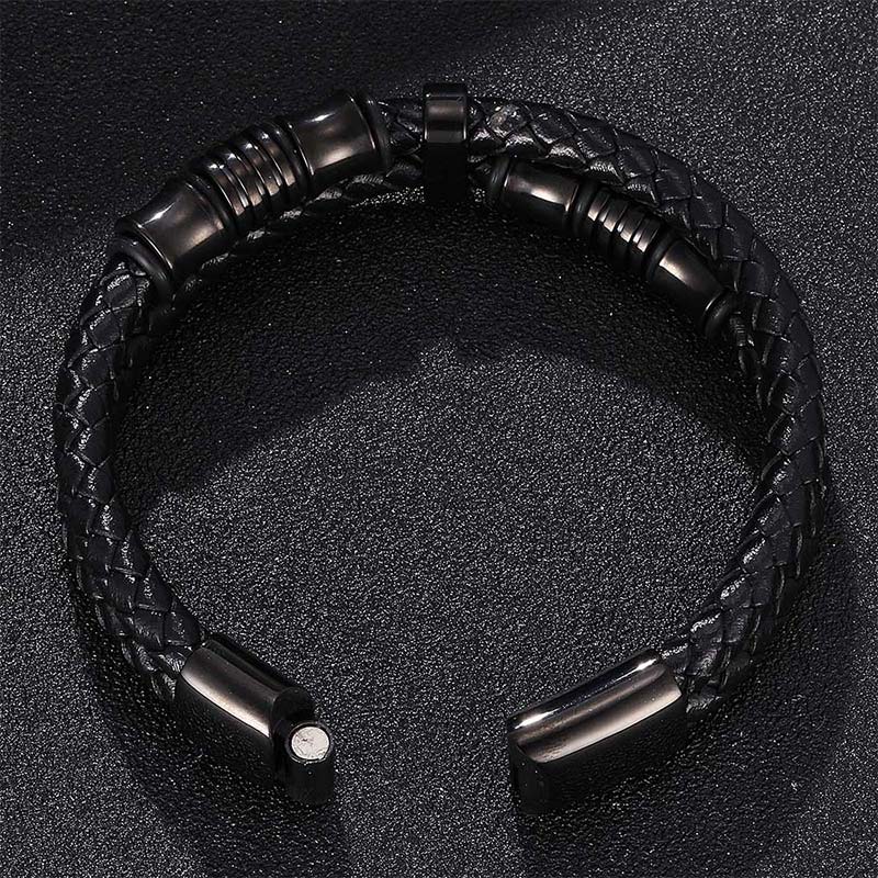 Bracelet porte-bonheur en cuir tressé à plusieurs couches avec Buddha Stones