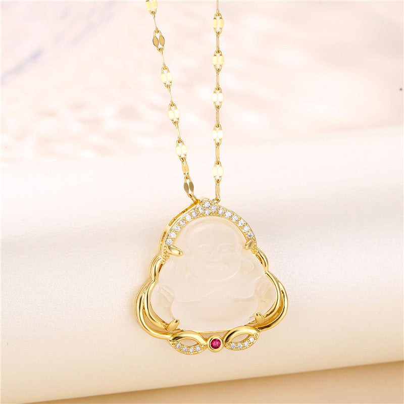 Collier de paix Bouddha rieur naturel en Buddha Stones - image 6