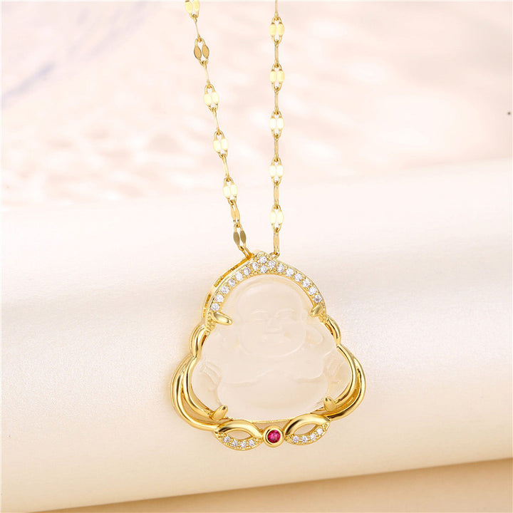 Collier de paix Bouddha rieur naturel en Buddha Stones - image 6