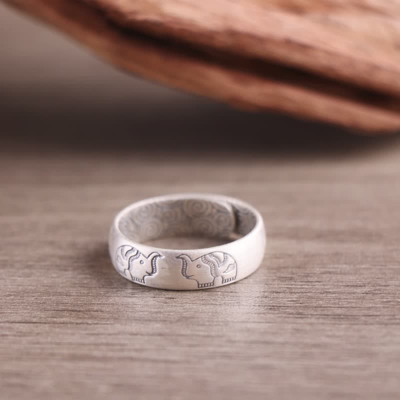 Bague de bénédiction en argent sterling 999 avec six mots vrais et éléphant de lotus de Buddha Stones - SYMBOLE DE L'ÉLÉPHANT - 5,5 g - image 5
