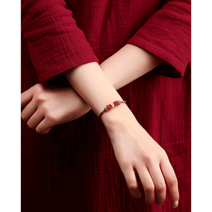 Bracelet tressé porte-bonheur Dunhuang fait main en Buddha Stones