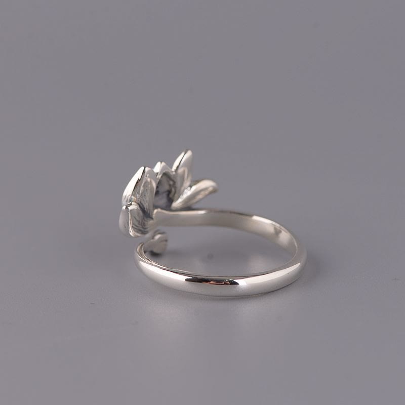 Bague ajustable en argent sterling 925 Buddha Stones et fleur de lotus - image 3