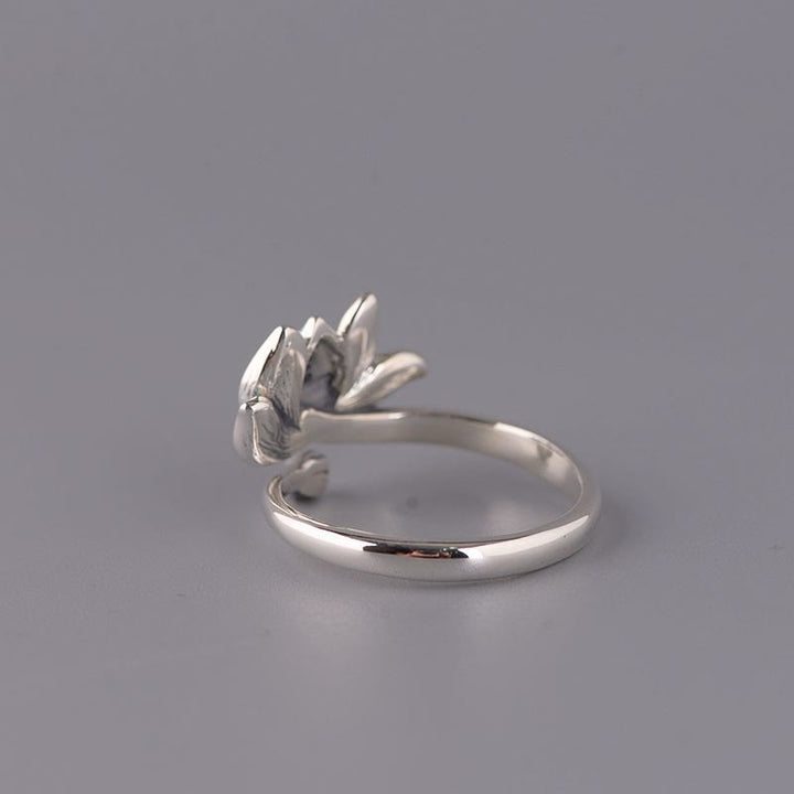Bague ajustable en argent sterling 925 Buddha Stones et fleur de lotus - image 3