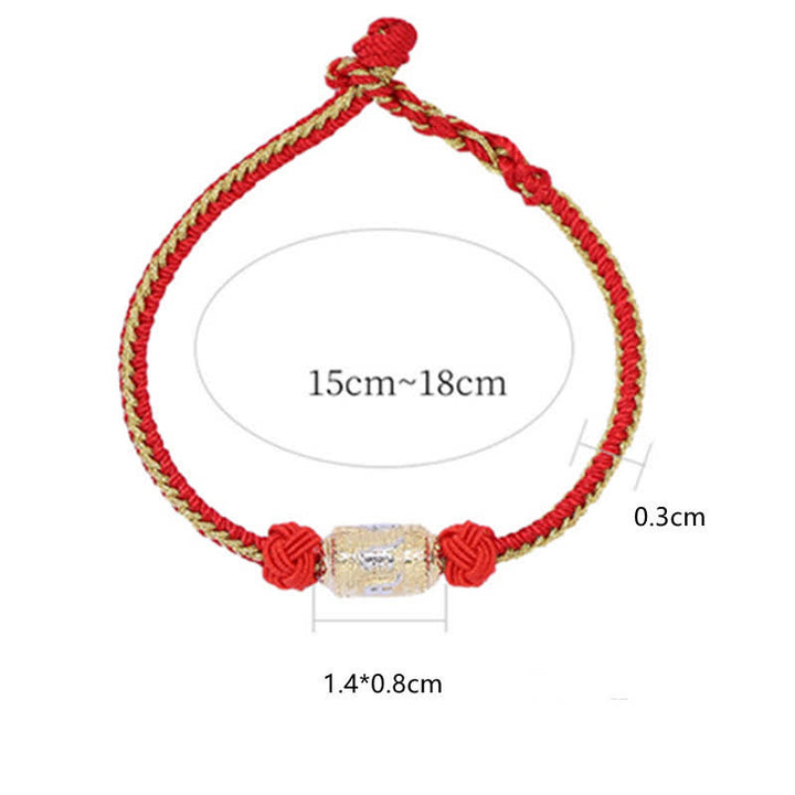 Bracelet en argent sterling 925 Buddha Stones et roue de prière Om Mani Padme Hum, chance et force, cordon rouge