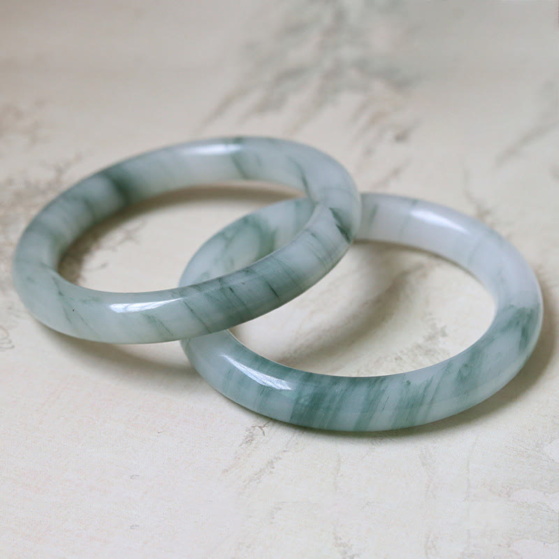 Bracelet jonc en jade naturel Buddha Stones pour la chance et la prospérité