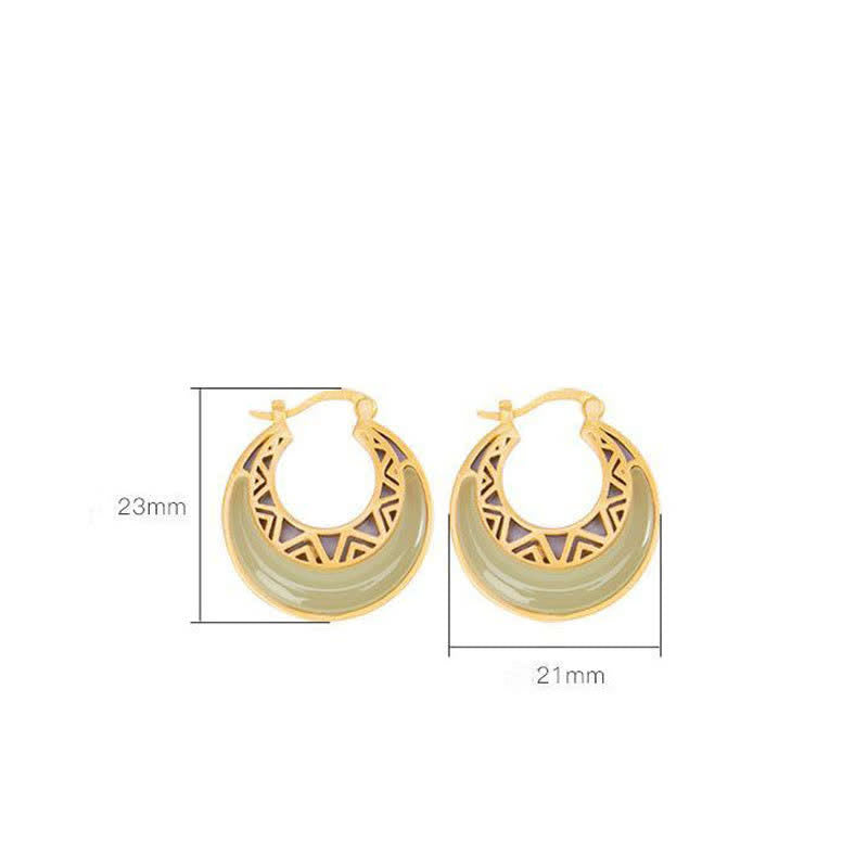 Boucles d'oreilles pendantes en jade et croissant de lune Buddha Stones