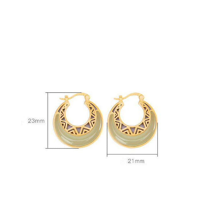 Boucles d'oreilles pendantes en jade et croissant de lune Buddha Stones