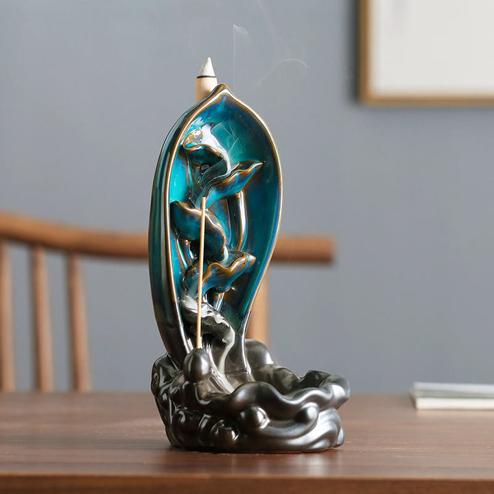 Brûleur d'encens à cascade Buddha Stones Porte-encens à reflux