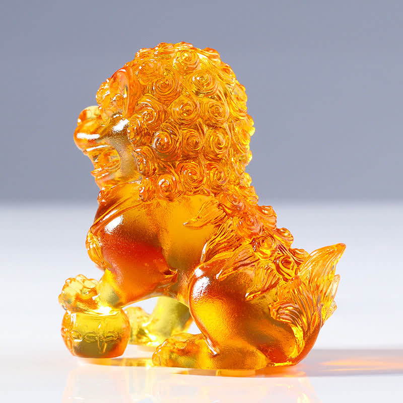 Pièce d'art en cristal de lion Liuli faite à la main Décoration de bureau à domicile