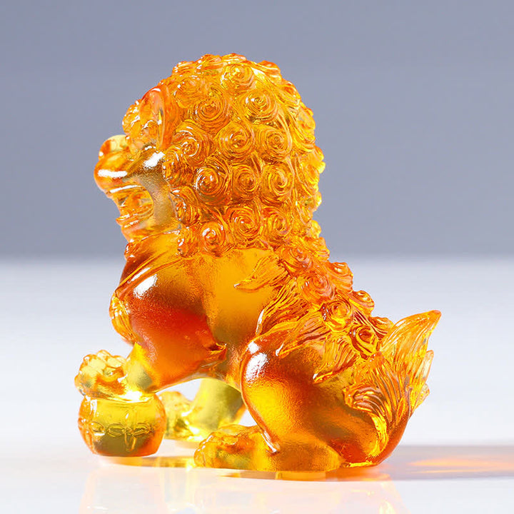 Pièce d'art en cristal de lion Liuli faite à la main Décoration de bureau à domicile