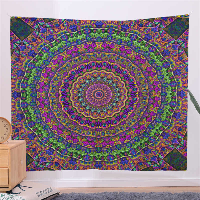 Tapisserie murale à motif mandala bohème, art mural, focus sur la créativité, décoration de salon pour la maison
