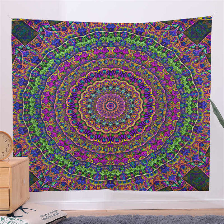 Tapisserie murale à motif mandala bohème, art mural, focus sur la créativité, décoration de salon pour la maison