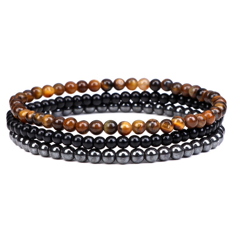 Bracelet spirituel de paix intérieure en pierre de cristal naturel 3 pièces Buddha Stones