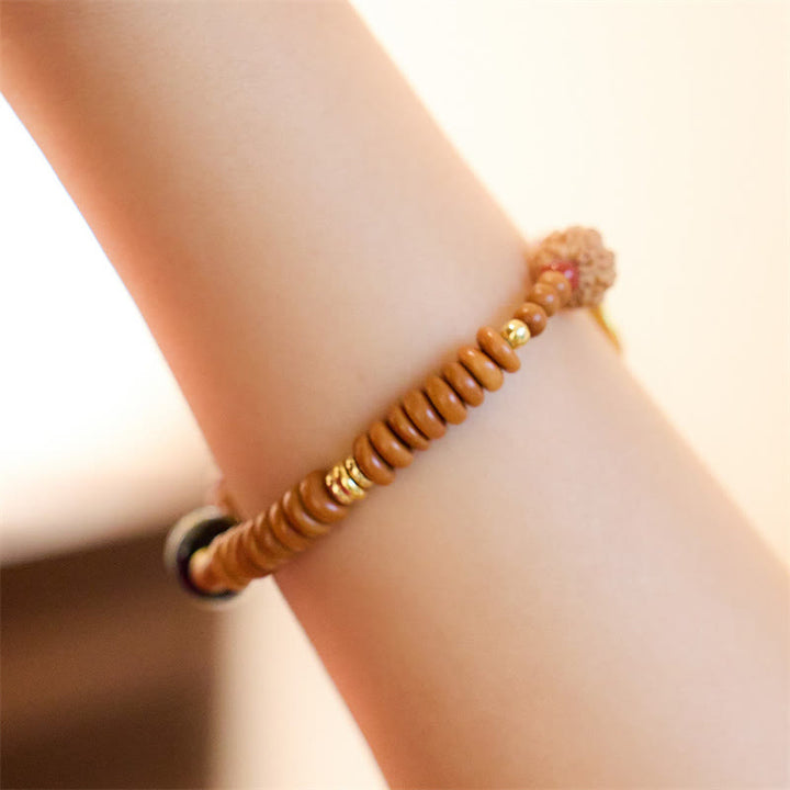 Bracelet de richesse en Buddha Stones tibétaines Bodhi Seed Onyx noir Quartz fumé Om Mani Padme Hum Fu