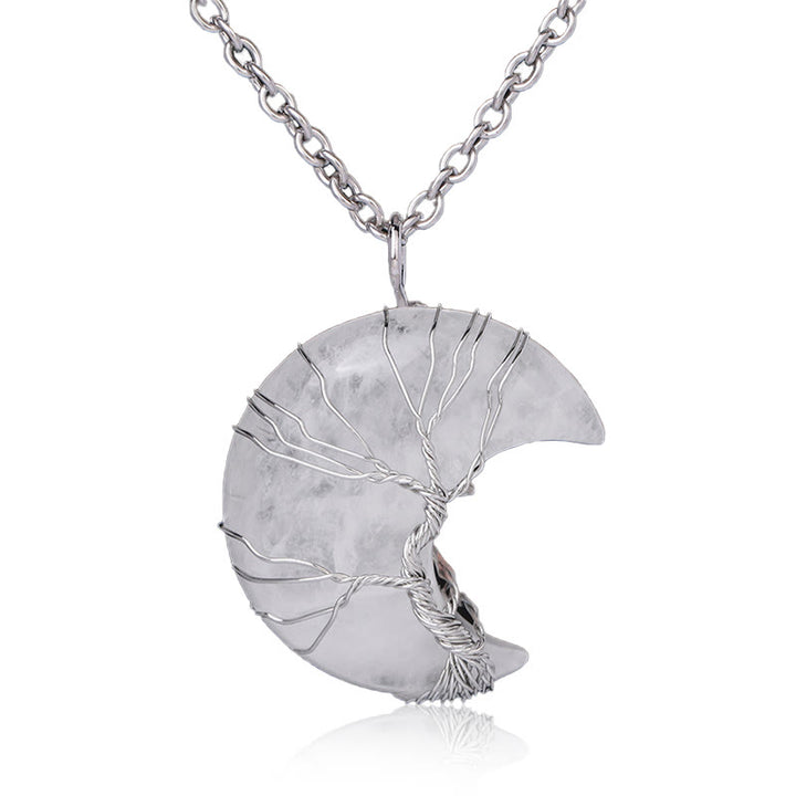 Collier pendentif en cristal de quartz naturel Buddha Stones Moon Tree Of Life Healing Energy - Quartz blanc - image 9