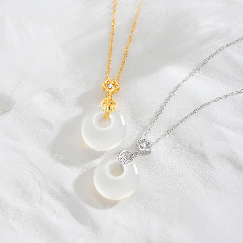 Collier pendentif porte-bonheur en argent sterling 925 Buddha Stones et agate blanche - image 0
