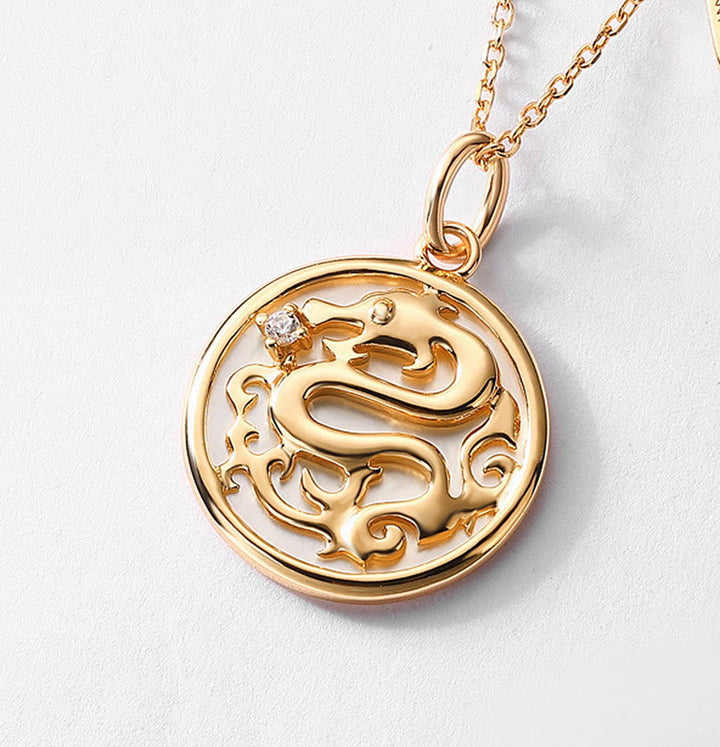 ❗❗❗Une vente flash - Buddha Stones en argent sterling 925 avec pierre de Tridacna et personnage Fu de l'année du dragon