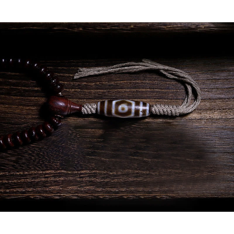 Buddha Stones Bracelet d'harmonie Dorje en cuivre avec 108 perles de Mala en perles de Bodhi violettes à trois yeux