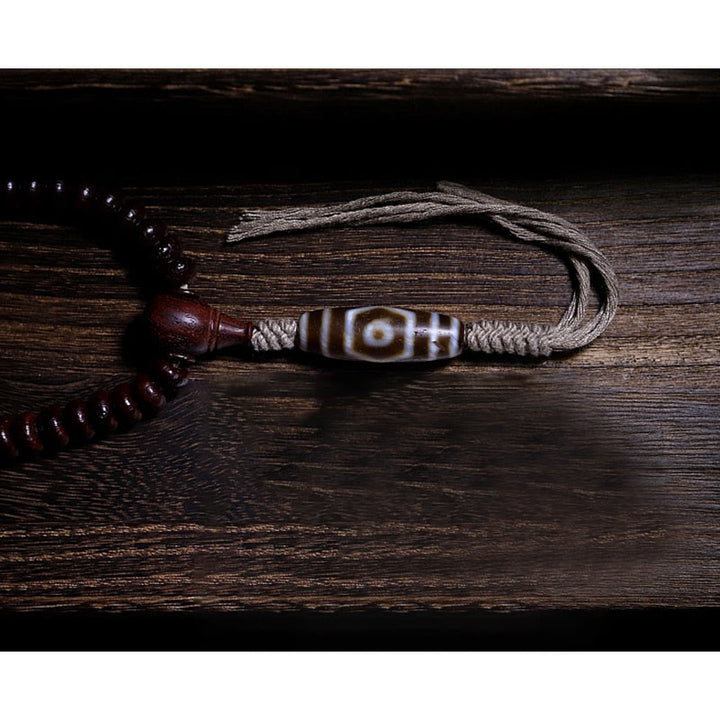 Buddha Stones Bracelet d'harmonie Dorje en cuivre avec 108 perles de Mala en perles de Bodhi violettes à trois yeux
