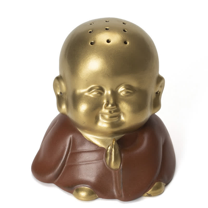 Brûleur d'encens de guérison en céramique Petit Bouddha Rieur