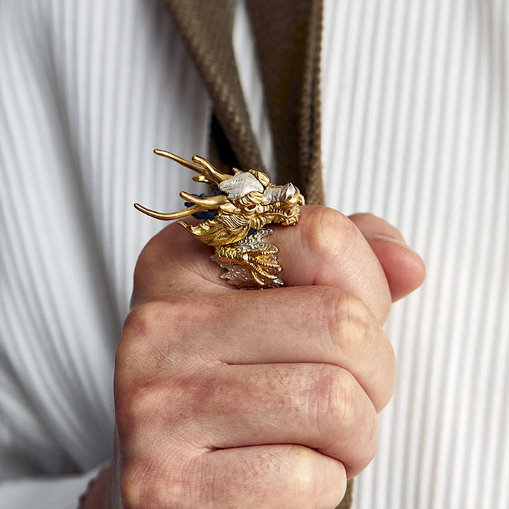 Pendentif bague réglable en argent sterling 925 Buddha Stones et dragon porte-bonheur et protection - image 8