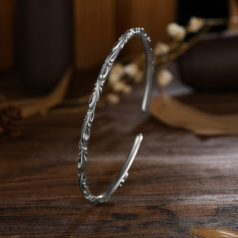 Bracelet de protection gravé à la main en argent sterling 925 Buddha Stones