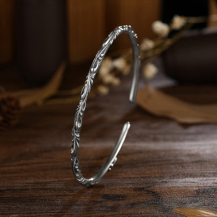 Bracelet de protection gravé à la main en argent sterling 925 Buddha Stones