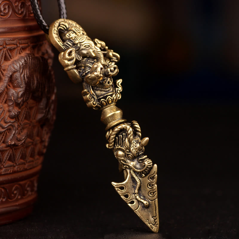 Collier pendentif tibétain Ganesh Ganpati éléphant dieu de la richesse Dorje Vajra pouvoir spirituel - image 17